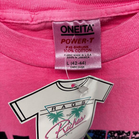 VTG NOS Rags to Riches Dive St. Thomas NWT Pink Dive Shirt Mens Large - Picture 5 of 6